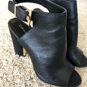 Black peep toe heels